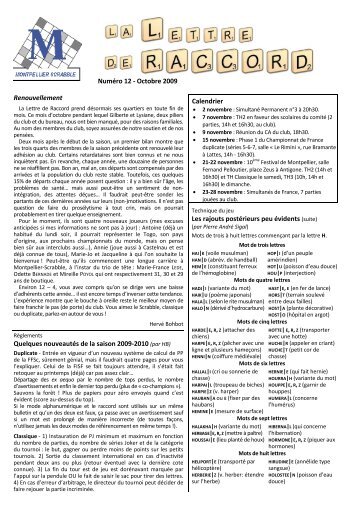 n°12 (octobre 2009) - Montpellier Scrabble