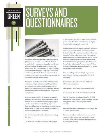 QuEST Survey - Cru Press Green