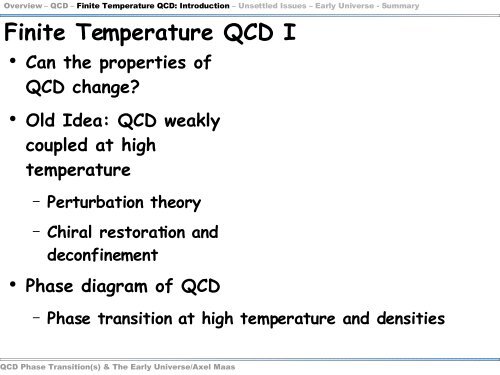 QCD phase transition in the early universe - Theory Center