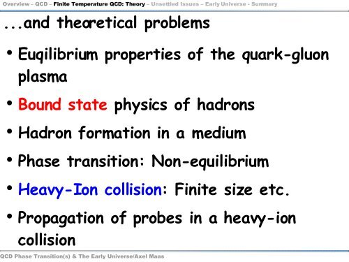 QCD phase transition in the early universe - Theory Center