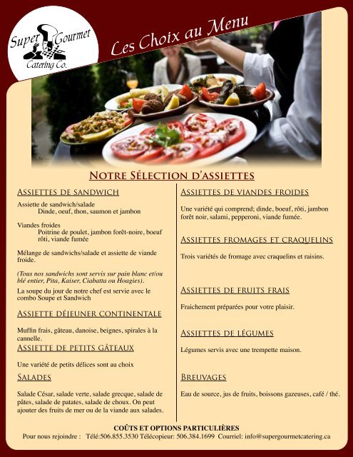 Les Choix au Menu - Super Gourmet Catering