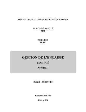 GESTION DE L'ENCAISSE - Groupe GD