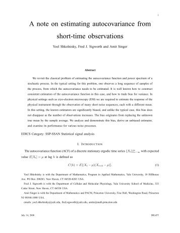 A note on estimating autocovariance from short-time observations