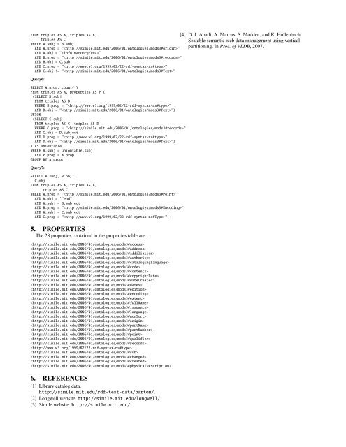 Using The Barton Libraries Dataset As An RDF benchmark