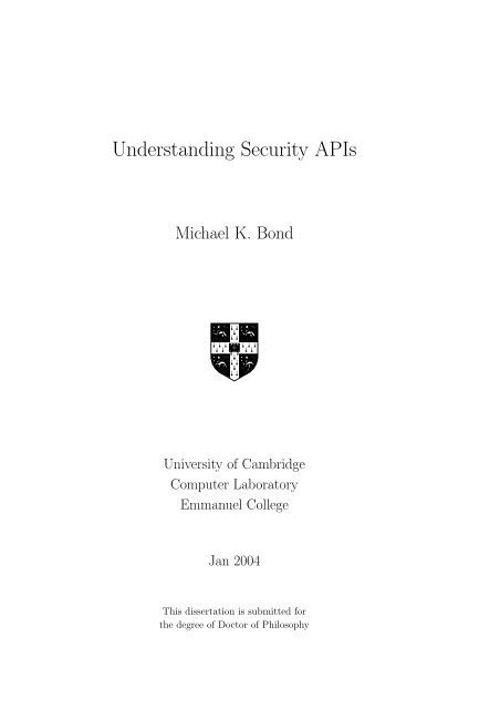 Understanding Security APIs - CrySyS Lab