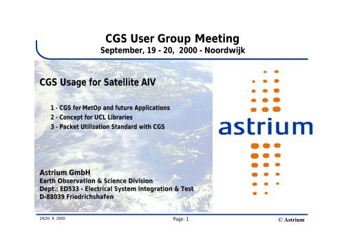 CGS for MetOp - Astrium ST Service Portal
