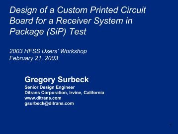 Presentation - HFSS™ Simulation of a Test Board to Improve ...