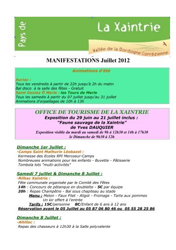 MANIFESTATIONS Juillet 2012 - Altillac