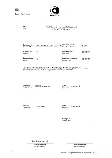 System Interface (CGS ICD) - Astrium ST Service Portal