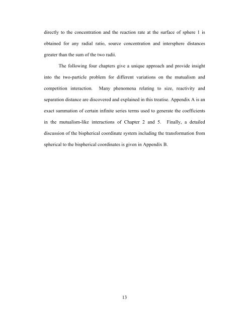 Diffusion Reaction Interaction for a Pair of Spheres - ETD ...