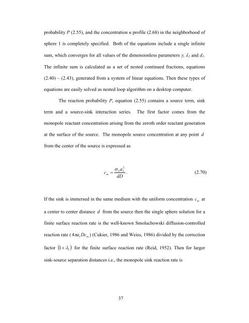 Diffusion Reaction Interaction for a Pair of Spheres - ETD ...