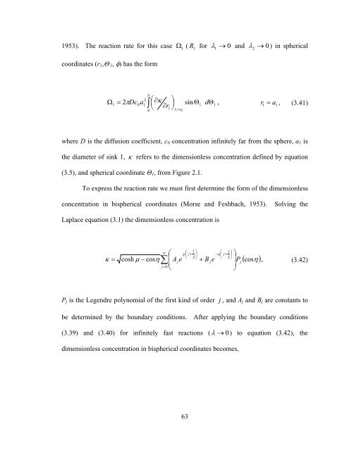 Diffusion Reaction Interaction for a Pair of Spheres - ETD ...