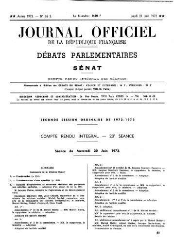 Mercredi 20 Juin 1973 - Sénat