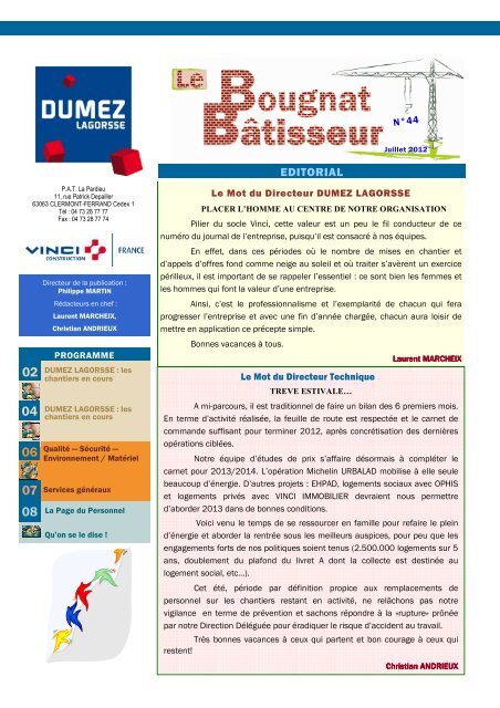 Bougnat Batisseur n° 44 juillet 2012.pub - DUMEZ LAGORSSE