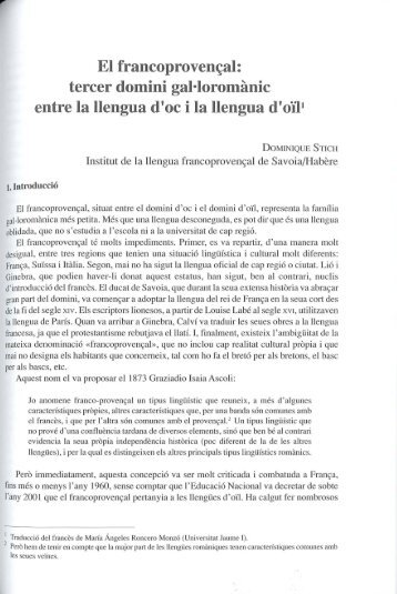 El francoprovençal - Repositori UJI - Universitat Jaume I