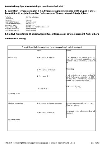 Anæstesi- og Operationsafdeling - Hospitalsenhed Midt 6 ... - e-Dok