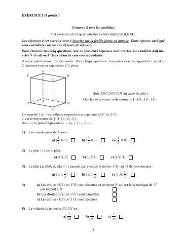 Enoncé et Corrigé - Maths-france.fr