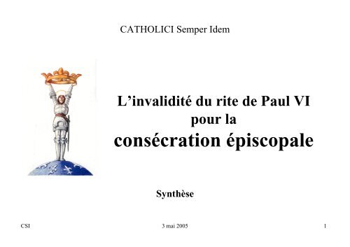 CSI - L'invalidité du rite de Paul VI pour la ... - Rore Sanctifica