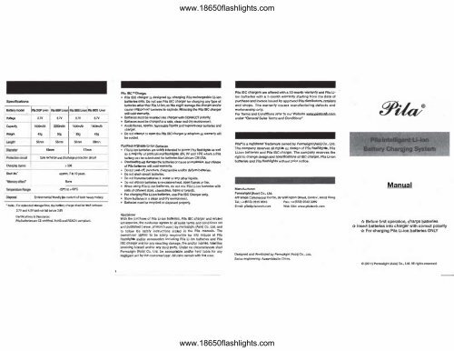 Pila IBC Charger User Manual - 18650flashlights