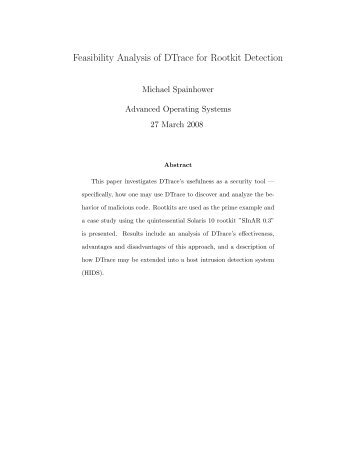 Feasibility Analysis of DTrace for Rootkit Detection