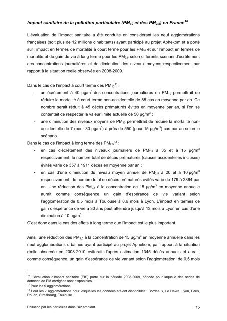 Pollution par les particules dans l'air ambiant - Haut Conseil de la ...