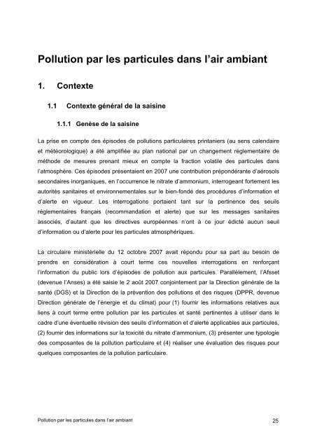 Pollution par les particules dans l'air ambiant - Haut Conseil de la ...