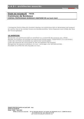 Etude de faisabilité AADI architectes associes - La CUB