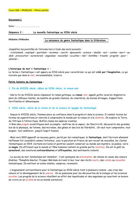 Cours 4è8 – FRANÇAIS - Pièces jointes Document 1