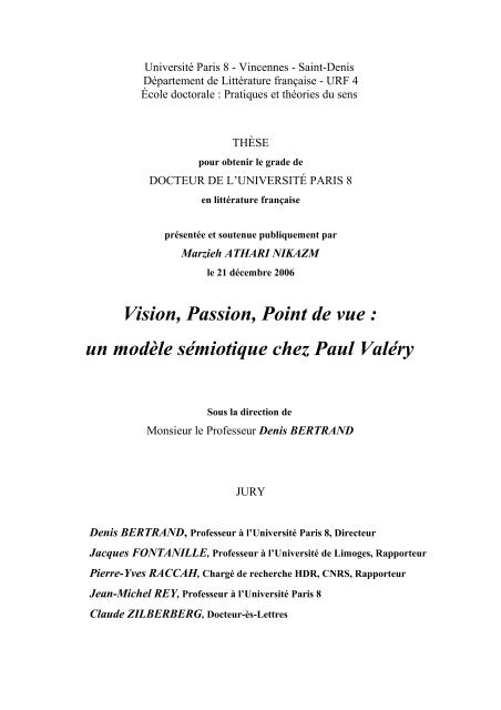 un modèle sémiotique chez Paul Valéry - TEL