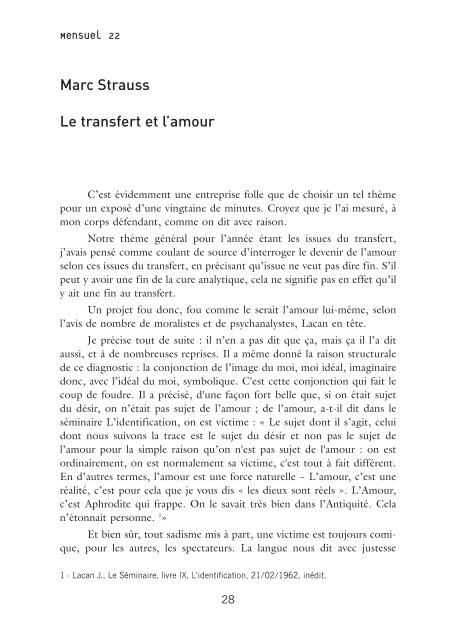 Marc Strauss Le Transfert Et L Amour Ecole De Psychanalyse Des