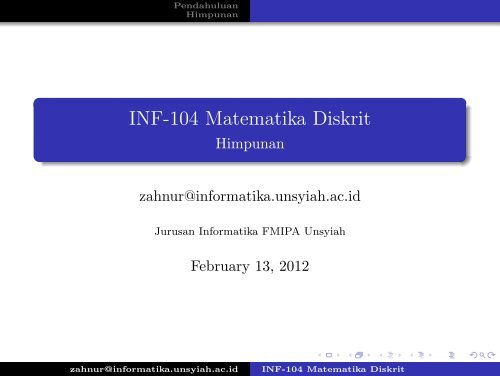 INF-104 Matematika Diskrit - Himpunan - cs.unsyiah.ac.id.