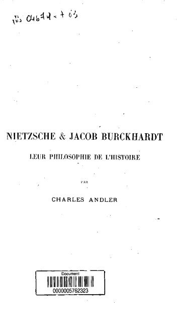 Nietzsche et Jacob Burckhardt