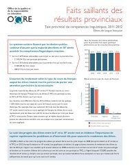 TPCL 2011-2012 : Faits saillants des résultats provinciaux - OQRE