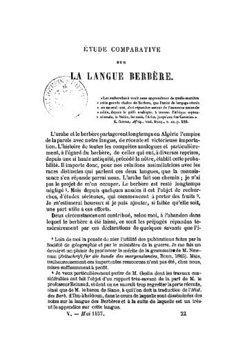 JUDAS, Auguste C., « Etude comparée sur la langue berbère