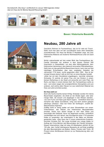 Neubau, 280 Jahre alt - M. Blöcher Baustoff-Recycling Gmbh