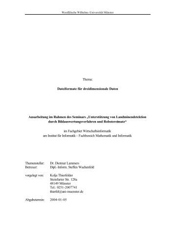 Thema - Institut für Informatik - Westfälische Wilhelms-Universität ...