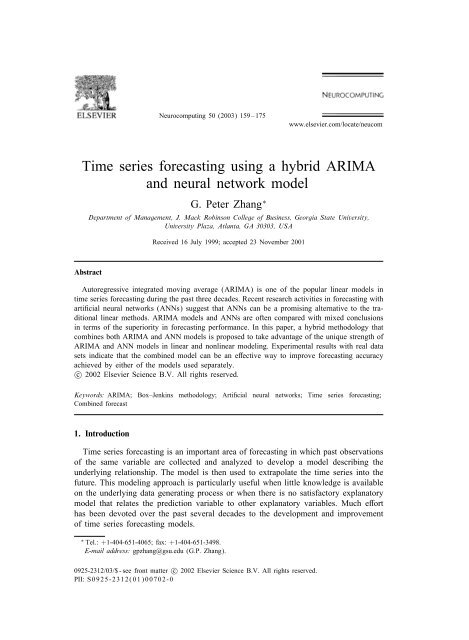 Time series forecasting using a hybrid ARIMA and neural network ...