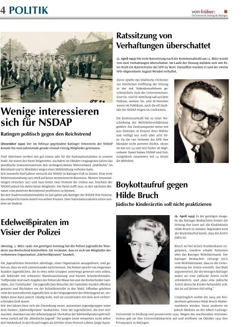 Historische Zeitung für die Stadt Ratingen