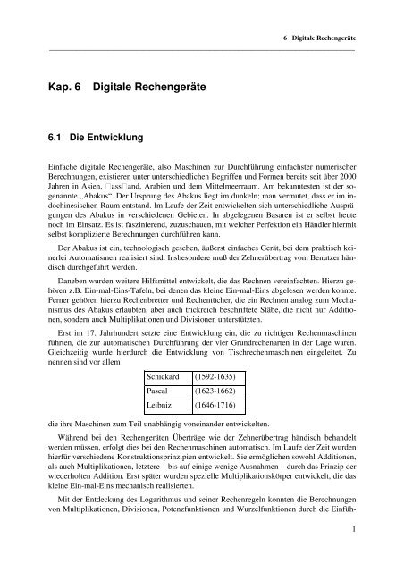 Kap. 6 Digitale Rechengeräte