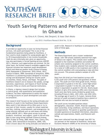 Youth Saving Patterns and Performance in Ghana - Center for ...