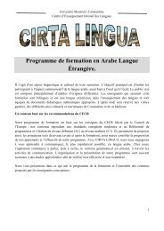 Programme de formation en Arabe Langue Étrangère. - Université ...