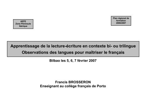 Apprentissage de la lecture-écriture en contexte bi- ou ... - rapefep