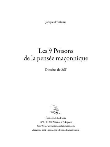 Les 9 Poisons de la pensée maçonnique - Editions de La Hutte