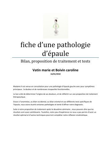 fiche d'une pathologie d'épaule - la médiation sinokinétique