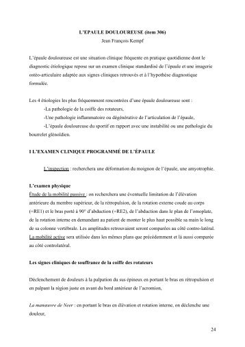 24 L'EPAULE DOULOUREUSE (item 306) Jean François Kempf L ...