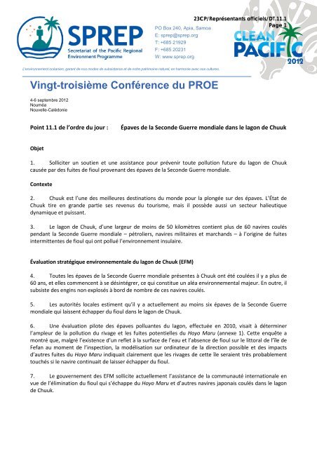 Vingt-troisième Conférence du PROE - SPREP