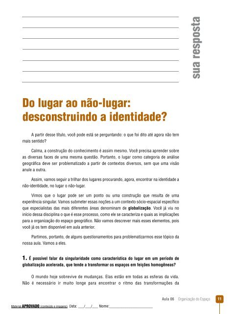 Lugar e (des) identidade