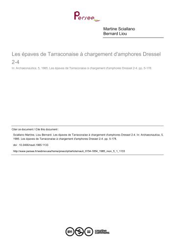 Les épaves de Tarraconaise à chargement d'amphores ... - Accueil