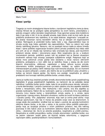 tronti-mario-klasa i partija.pdf - Centar za socijalna istraživanja