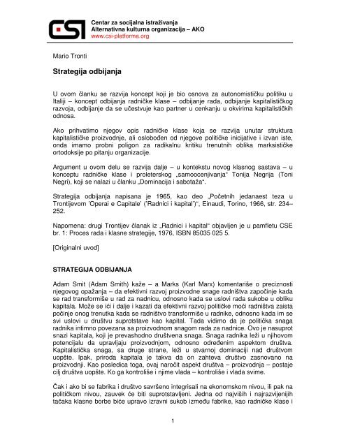 tronti-mario-strategija odbijanja.pdf - Centar za socijalna istraživanja